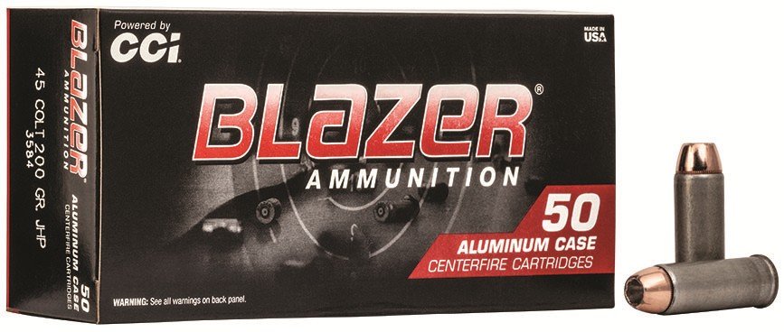 CCI 3584 Blazer Handgun 45 Colt (LC) 200 gr Jacketed Hollow Point (JHP) 50 Per Box/ 20 Cs