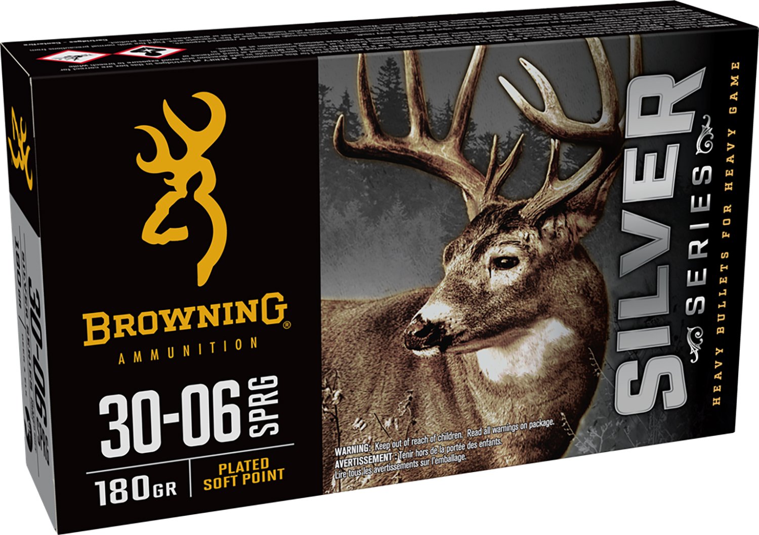 Browning Silver .30-06 Springfield Ammo 20 Rounds 180 Grain PSP - Winchester - PLATED SOFT POINT