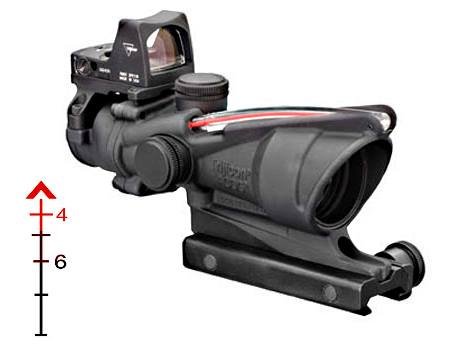 Trijicon ACOG 4x32mm Dual Illuminated Red Chevron .223 BDC Ballistic Rifle Scope, RMR Type 2 LED Red Dot, Shock-Resistant, Waterproof, Matte Black Finish - Trijicon - 32MM