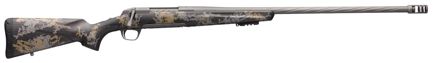 Browning X-Bolt Mountain Pro Long Range 7mm Rem Mag 3+1 26" MB Fluted Tungsten Gray Cerakote Accent Graphic Black Carbon Fiber Stock Right Hand (Full Size) - Browning - 7mm Rem Mag
