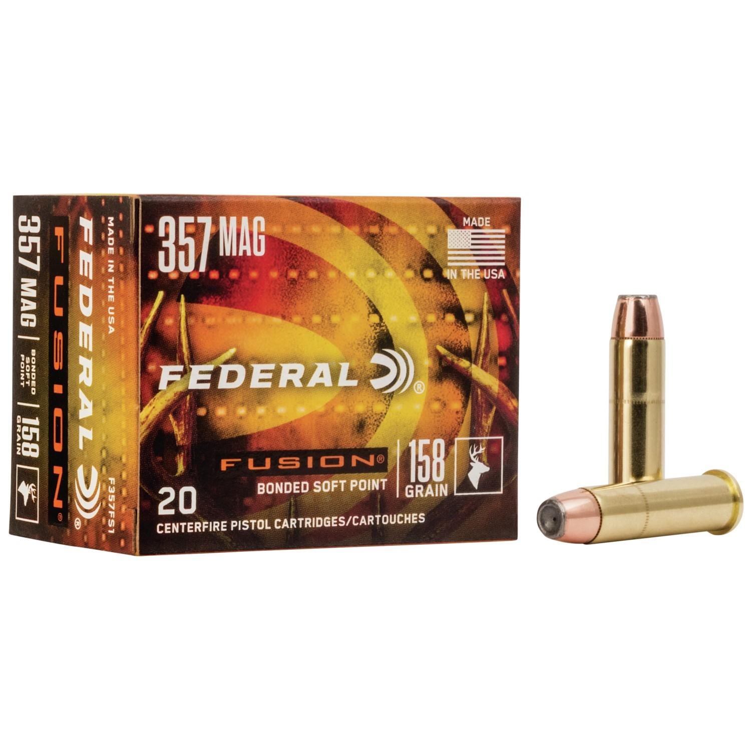 Federal F357FS1 Fusion Handgun 357 Mag 158 gr Soft Point 20 Rounds - Federal Premium Ammunition - FUSION SOFT POINT