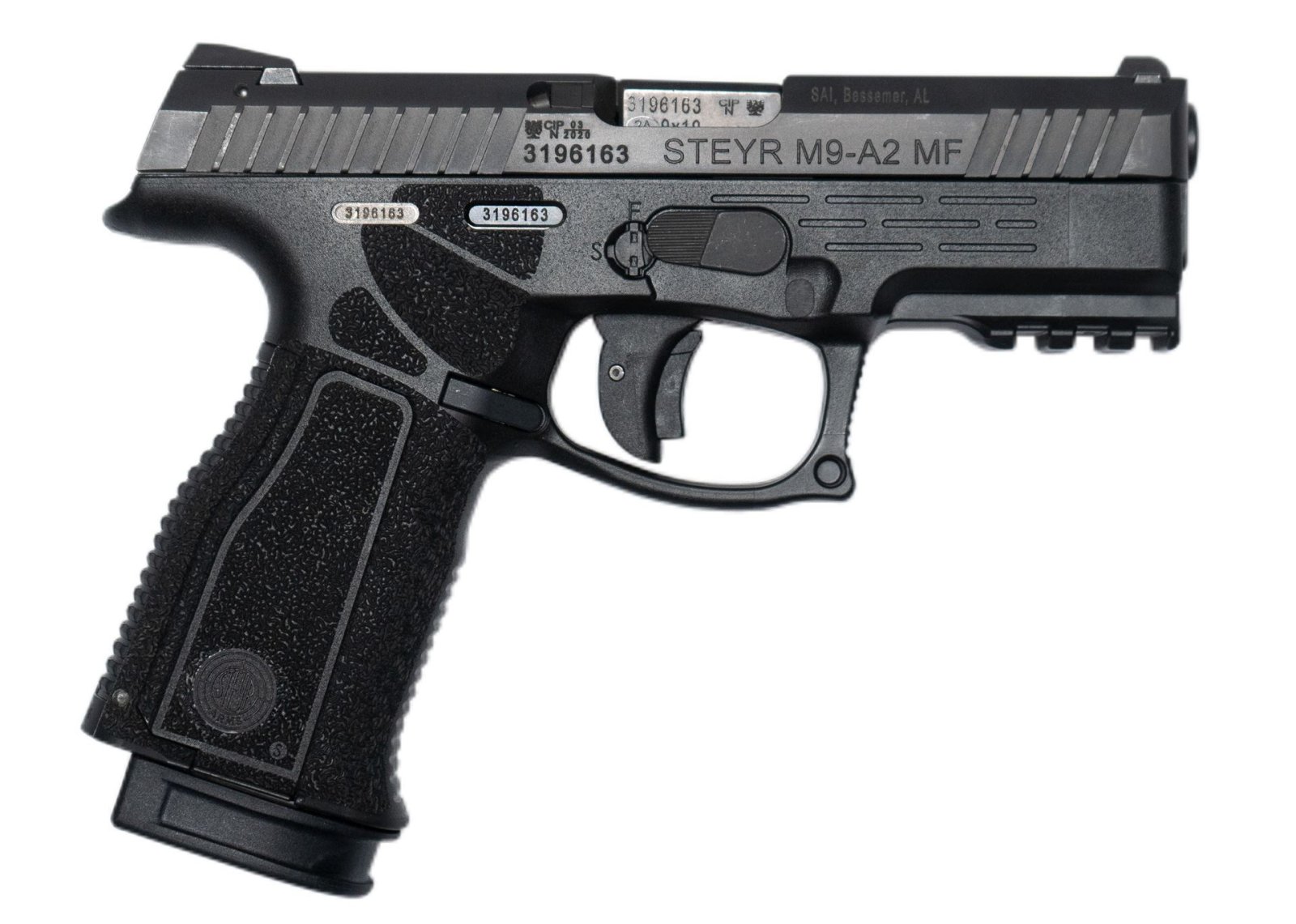 Steyr Arms M9-A2 MF 9x19mm Semi-Automatic Pistol, Mechanically Locked Recoil-Operated, 17-Round, Adjustable Grip, Picatinny Rail, Black
