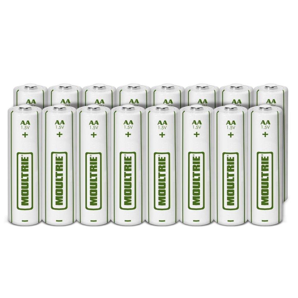 Moultrie MCA13295 White AA Alkaline Batteries, 16-Pack, Long-Lasting, Ideal for Game Cameras, 14000-20000 Images