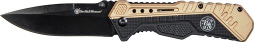 Smith & Wesson 1084303 Knife 3.5" Black Blade Black/FDE Handle - Smith & Wesson