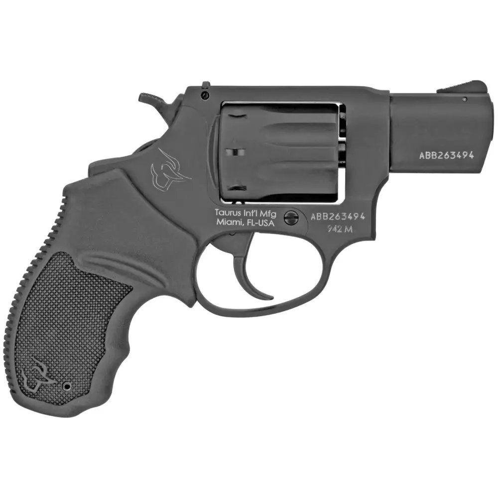 Taurus 942 22WMR Revolver: Matte Black, 8-Round, Lightweight, Low Recoil, DA/SA Action, 2" Barrel, 6.6" Length - Taurus International Manufacturing, Inc. - 22 Magnum