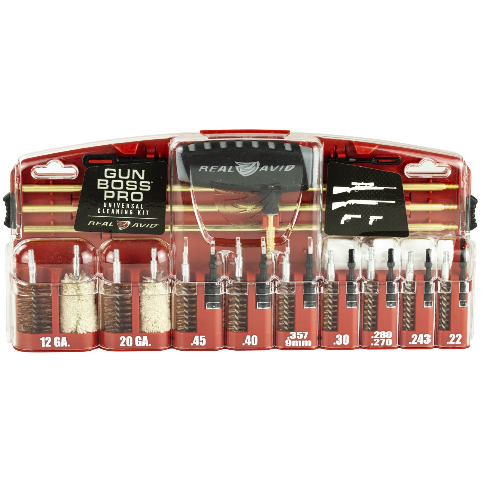 Real Avid Gun Boss Pro Universal Cleaning Kit: High-Quality Brass Rods, Innovative Multi-Function Handle, Organized Compartments AVGBPRO-U