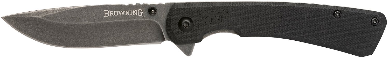 Browning 3220514 Rock EDC 3" Folding Knife, Black G10, 7Cr17MoV Blade - Browning - DROP POINT