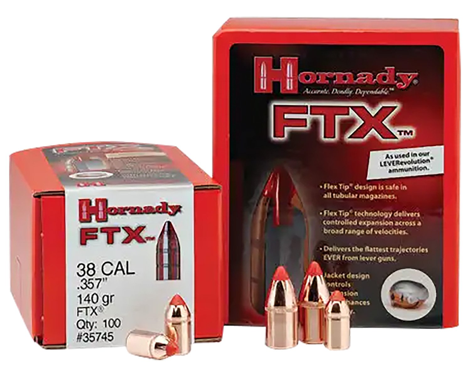 Hornady 4305 FTX Hunting 44 Cal .430 265 gr Flex Tip eXpanding (FTX) - Horn Hunter - 44 Caliber