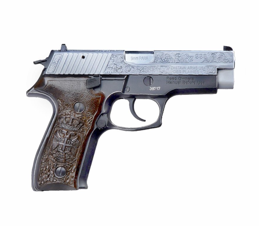 Zastava CZ999HEBC 9mm Chrome Hand Engraved Pistol