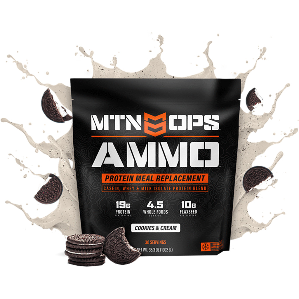 MTN Ops 3106950128 Ammo Whey Protein, Cookies & Cream, 19g Protein, 10g Flaxseed - MTN OPS