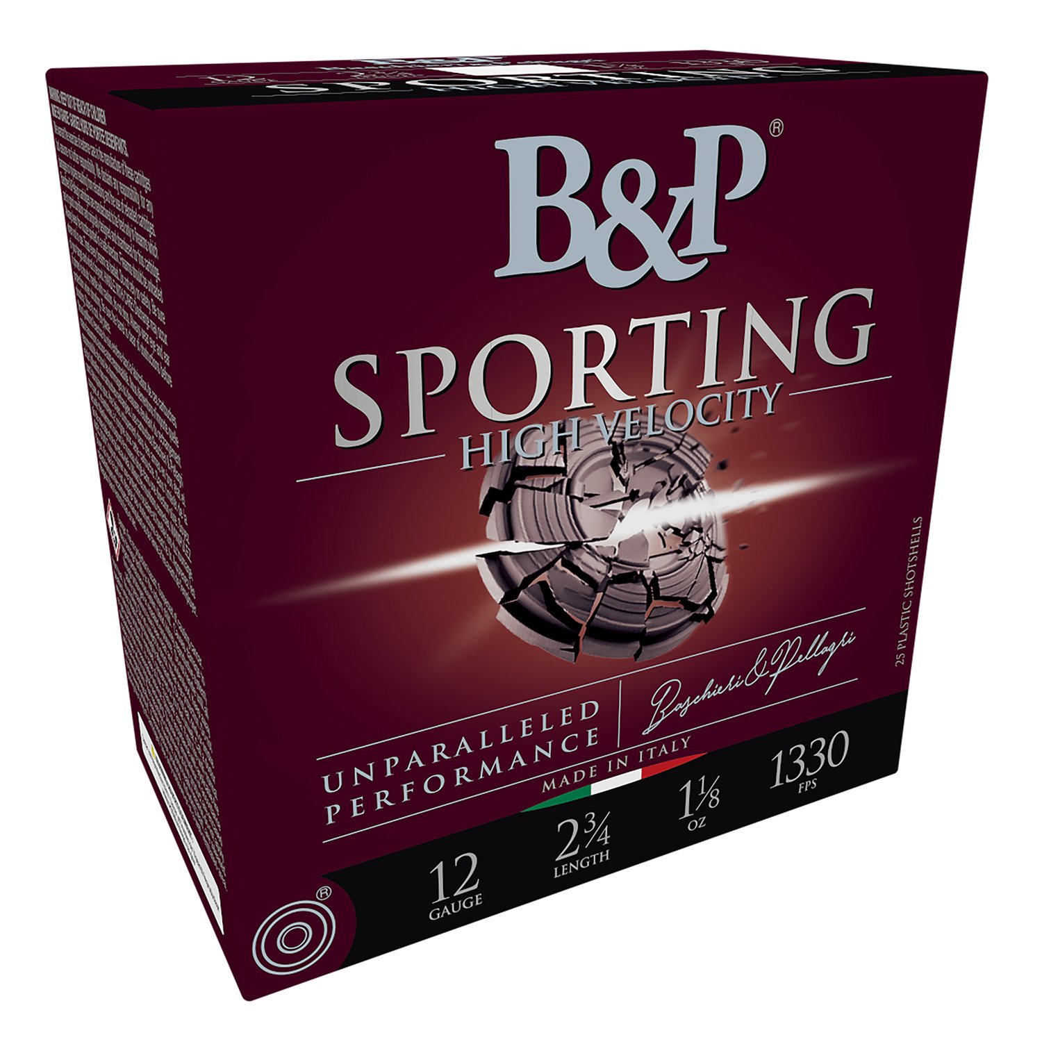 B&P 12B8SH75 Sporting Clay 12Gauge 2.75" 1 1/8oz 7.5Shot 25 Per Box/10 - Baschieri & Pellagri - 12 Gauge