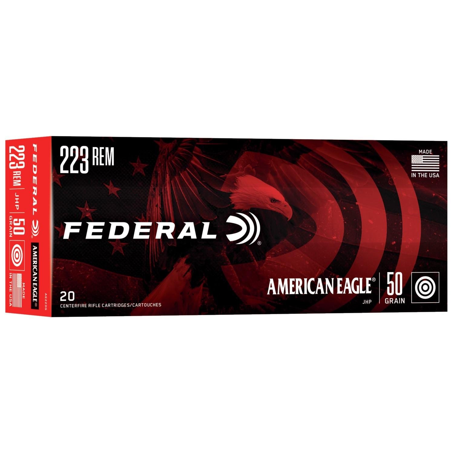 Federal AE223G .223 Rem 50 Grain Jacketed Hollow Point 20 Rounds - Federal Premium Ammunition - JACKETED HOLLOW POINT