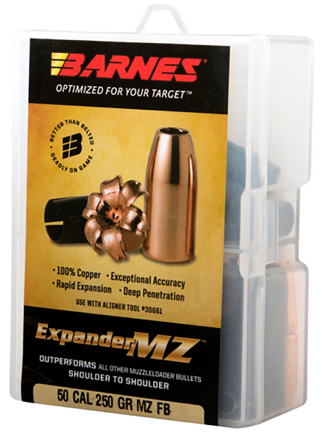 Barnes .50 Caliber Bullets 15 Projectiles Expander MZ FB SCHP 250 Grains - Browning - EXPANDER MZ HOLLOW POINT