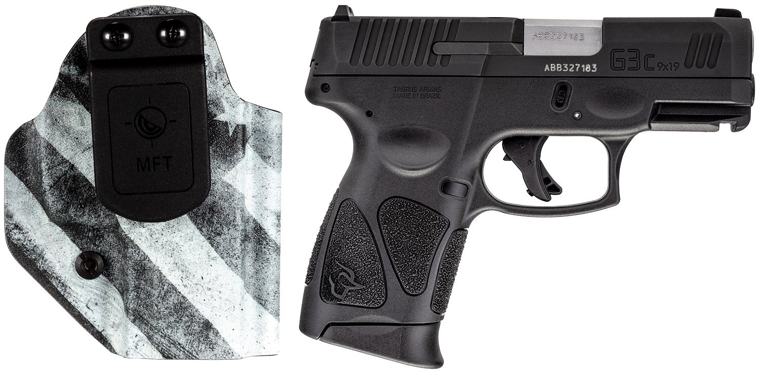 Taurus G3c 4th of July Limited Edition 9mm Compact Handgun - Matte Black Tenifer Finish, 3.2-inch Barrel, 12-Round Capacity, Belt Holster Included