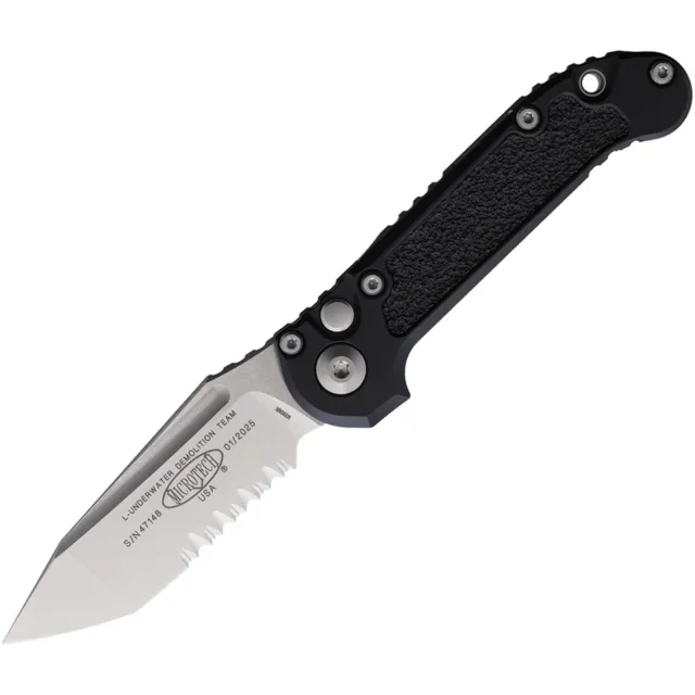 Microtech 1136-11 LUDT G3 3.5 In Stonewash Partial Serrated Black Handle