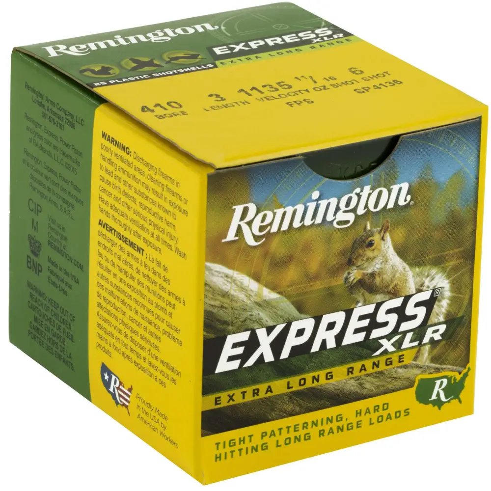 Remington 20775 Express XLR Upland 410 Gauge, 3" Shell, 11/16 oz 6 Shot, 25 Rounds, 1200 FPS Velocity