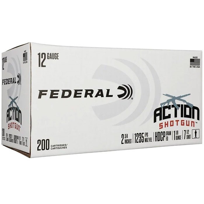 Federal AS12H75 12ga Shotshells 2-3/4" 1-1/8oz #7.5 1235fps 200ct - Federal Premium Ammunition - 12 GAUGE