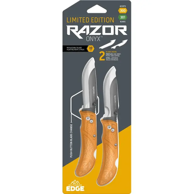 Outdoor Edge P242OXB302C Razor Onyx 3" Knife 2-Pack with 2 Blades