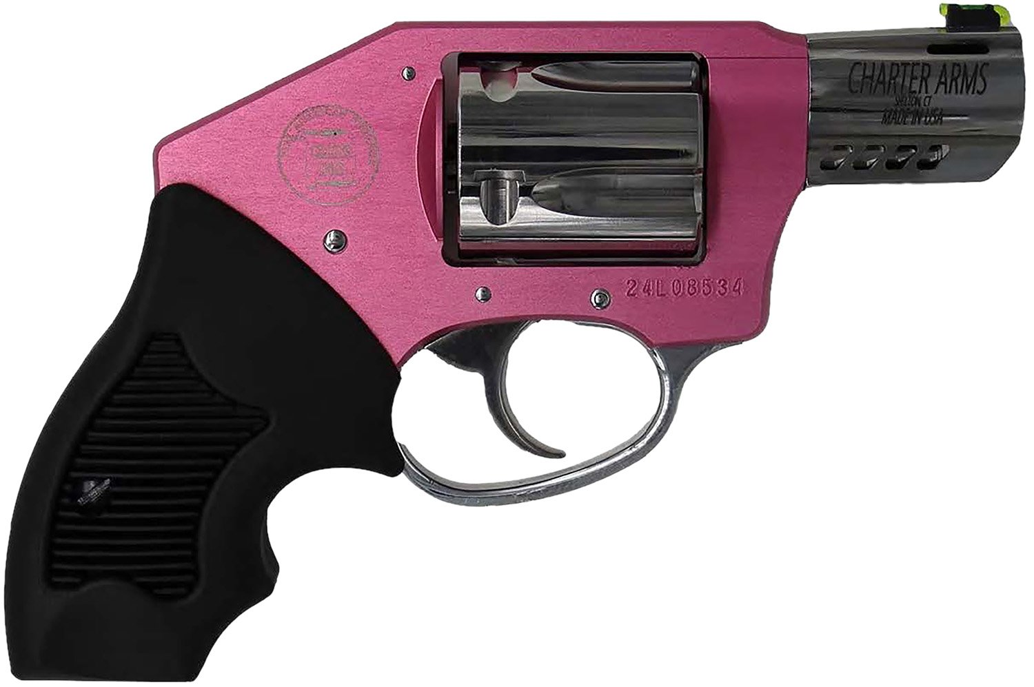 Charter Arms 53812 .380 ACP Revolver 2" Pink Stainless 5rd HiViz Sight