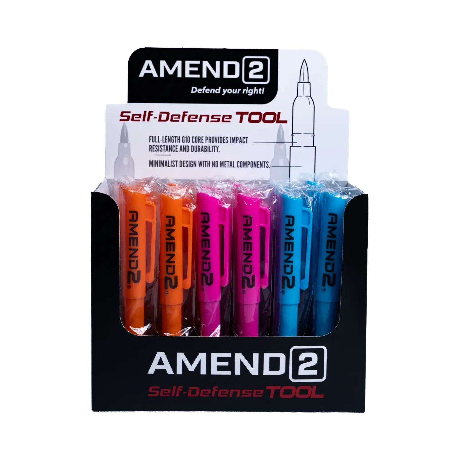 AMEND2 REINFORCED HIGHLIGHT G10 SELF DFENSE TOOL POS DISPLAY AMCHAR EXCLUSIVE (24 PENS/8 PER COLOR)