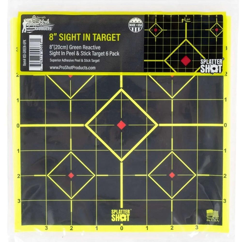 Pro-Shot SplatterShot 8 Green Sight-In Target Peel and Stick 6/rd - Pro-Shot Products