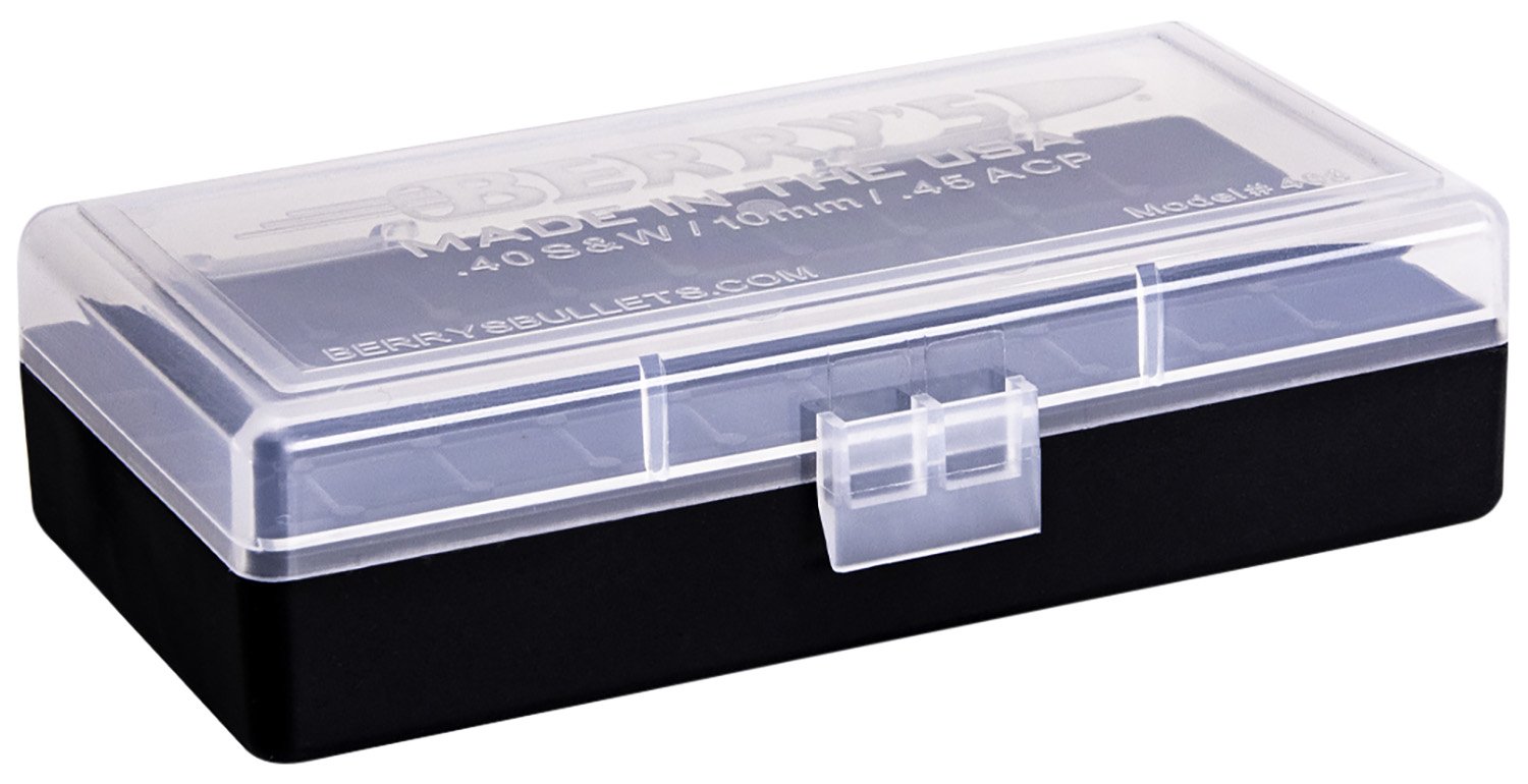 Berry's Ammo Box #408 - .40 S&W/.45 ACP 50/rd Clear/Black - Berry's Mfg - AMMO BOX