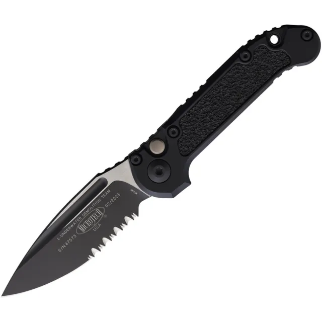 Microtech LUDT G3 3.5 In Partial Serrated Black Aluminum Handle