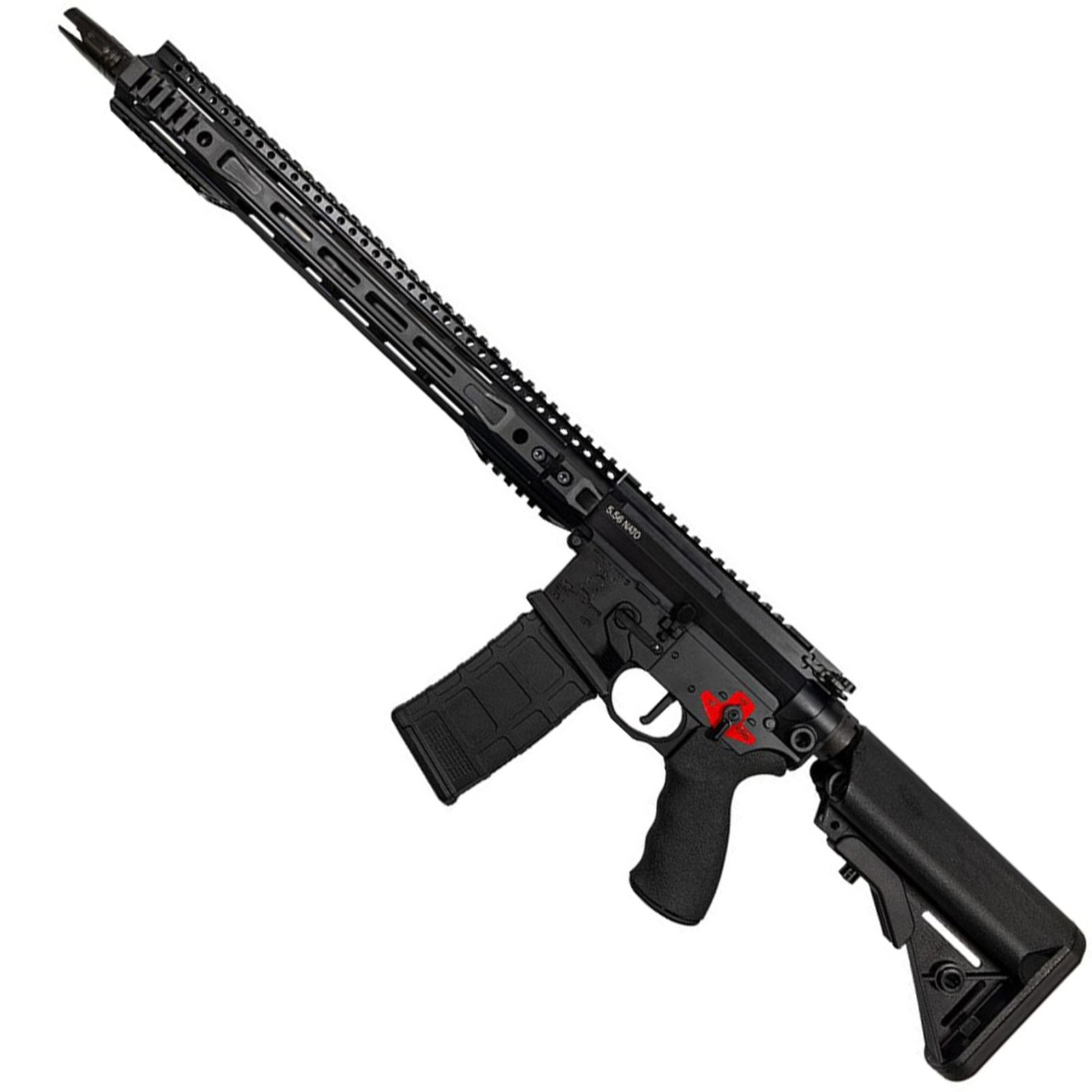 Libertas-L 5.56 16" barrel Binary elite 30 Billet lower MBUS Sights Black Not for civilian sales in:CA, CT, DE, DC, FL, HI, IA, IL, MD, NJ, NY, RI, and WA * Product not eligible for Credit Card Payment