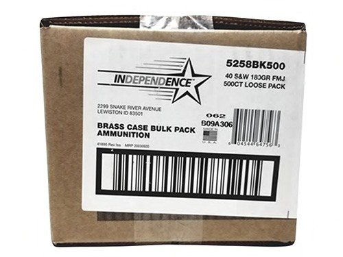 Buy CCI Independence 40 S&W Ammo - 180 Grain FMJ, Brass Cased, 500 Rounds, High-Quality Target Practice Ammunition online
