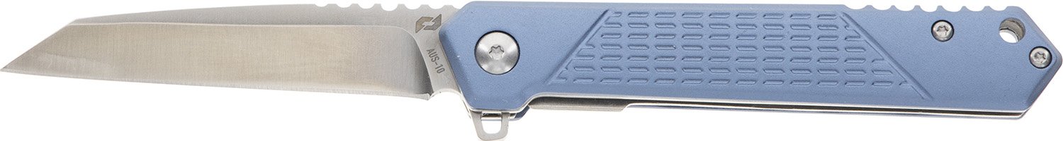 Schrade 1159320 Inert Delta Series, Blue Aluminum Handle, AUS-10A SS Wharncliffe Serrated Blade
