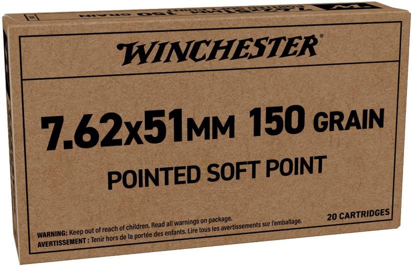 WINCHESTER 7.62X51MM (308 WIN) 150GR SOFT POINT SERVICE GRADE (20)
