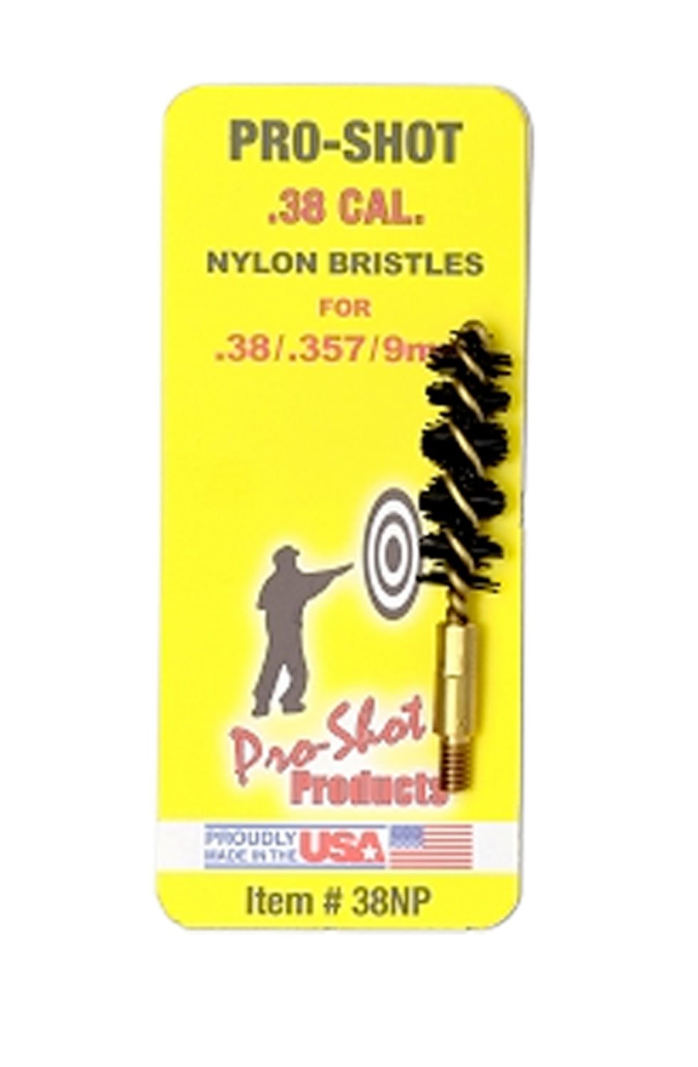Pro-Shot 38NP Bore Brush 9mm Pistol #8-32 Thread Nylon Bristles Brass Core - Pro-Shot Products - .38/9MM