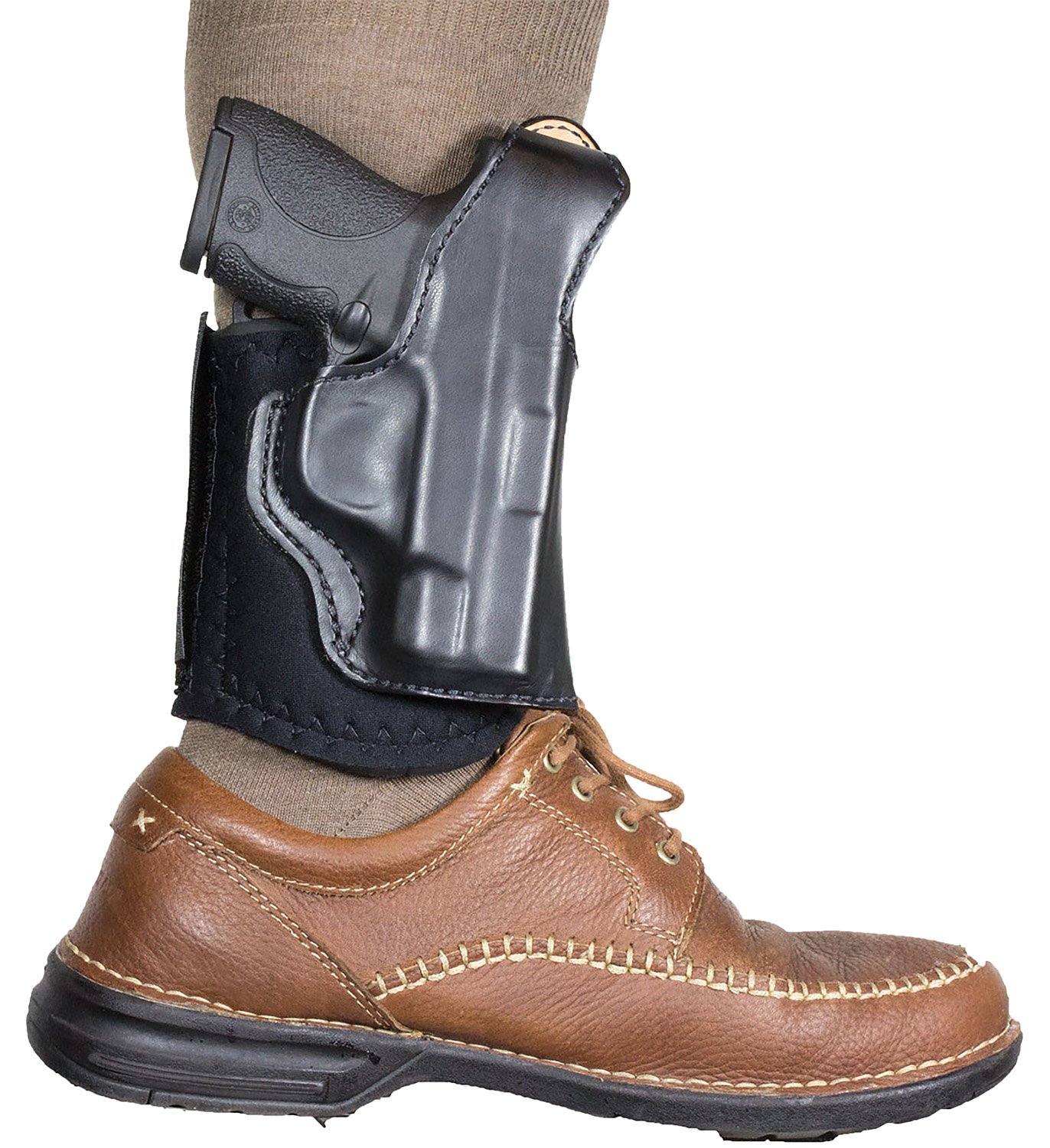 DeSantis 014PCX7Z0 Die Hard Ankle Rig Black Leather for S&W M&P Shield 9/40