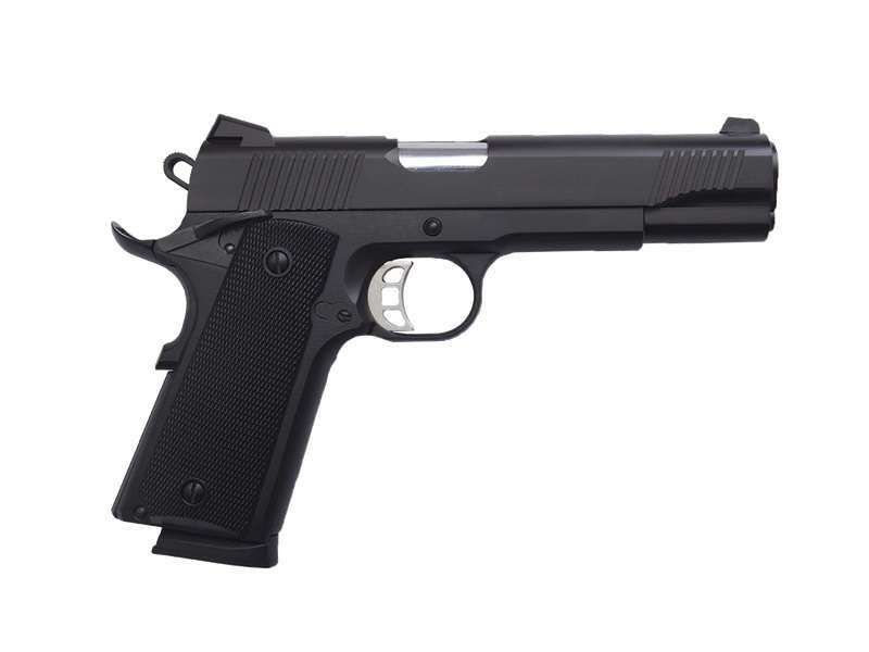 Tisas 1911DB45 1911 Duty 45 ACP Caliber with 5" Barrel, 8+1 Capacity, Overall Black Cerakote Finish Steel, Beavertail Frame, Serrated Slide & Black Polymer Grip