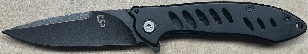 ABKT CC0066B 4in Closed Stonewashed Blade Black Handle
