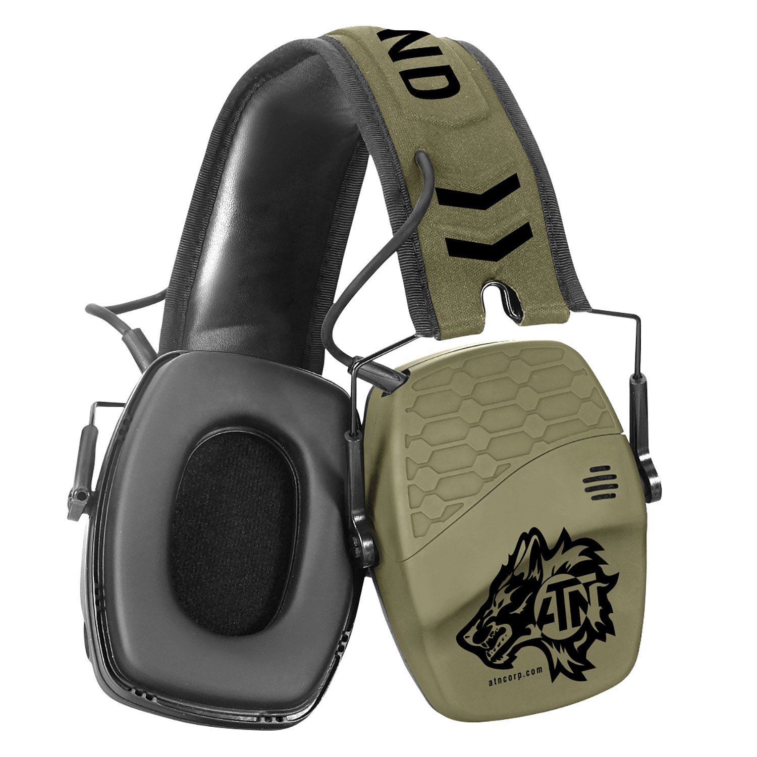 ATN ACPROTXSNDX X-Sound Hearing Protector: 22dB, Green, Bluetooth, Omni Directional Microphones, Compact Folding Design