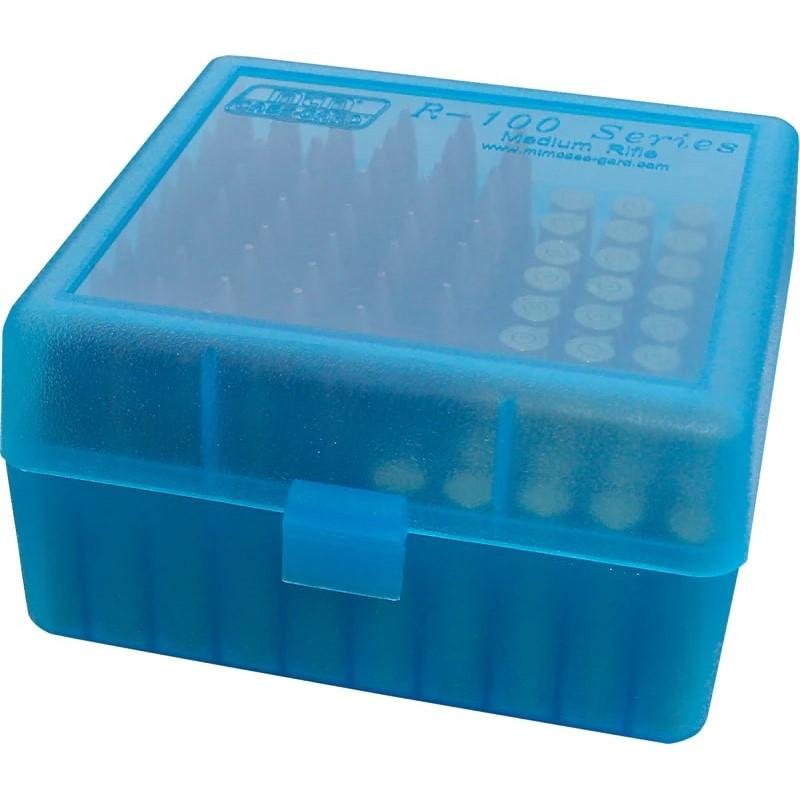 MTM Case-Gard DLX Ammo Box 100rd 22-250-458WIN CLRBL - Deluxe Rifle Ammo Box with Adjustable Inner Trays - Made in USA - MTM Case-Gard