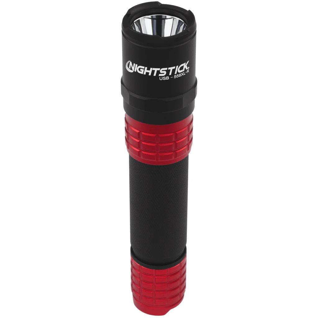 Night Stick Metal USB Rechargeable Multi Tactical Flashlight Red (Case of 2)