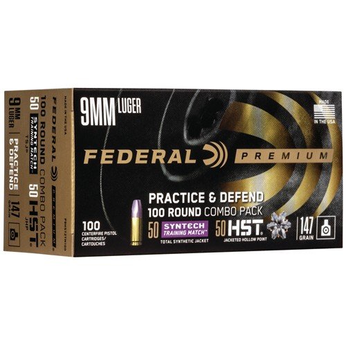 Federal P9HST2TM100 Premium Practice & Defend 9mmLuger 147gr HST...