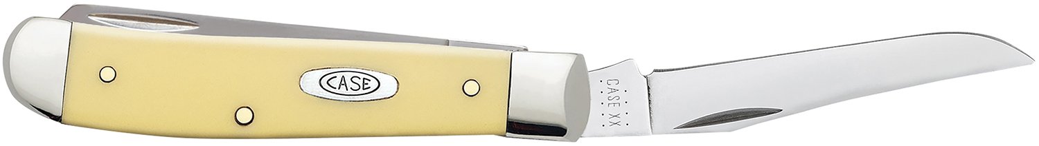 Case Mini Trapper 2 Blade 3.5 in Yellow Synthetic Chrome Vanadium Steel
