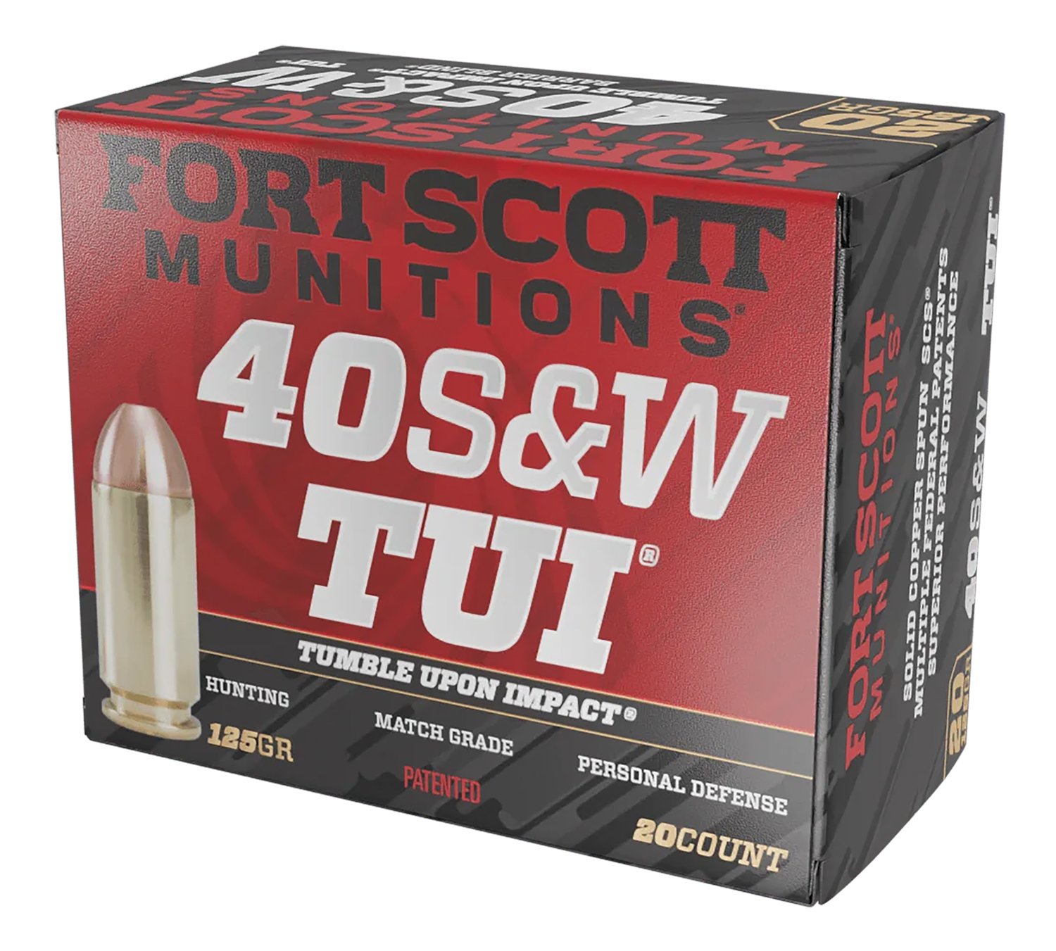 Fort Scott 400125SCV TUI 40S&W 125gr Solid Copper Ammo 20/Box - FSM - SOLID COPPER SPUN