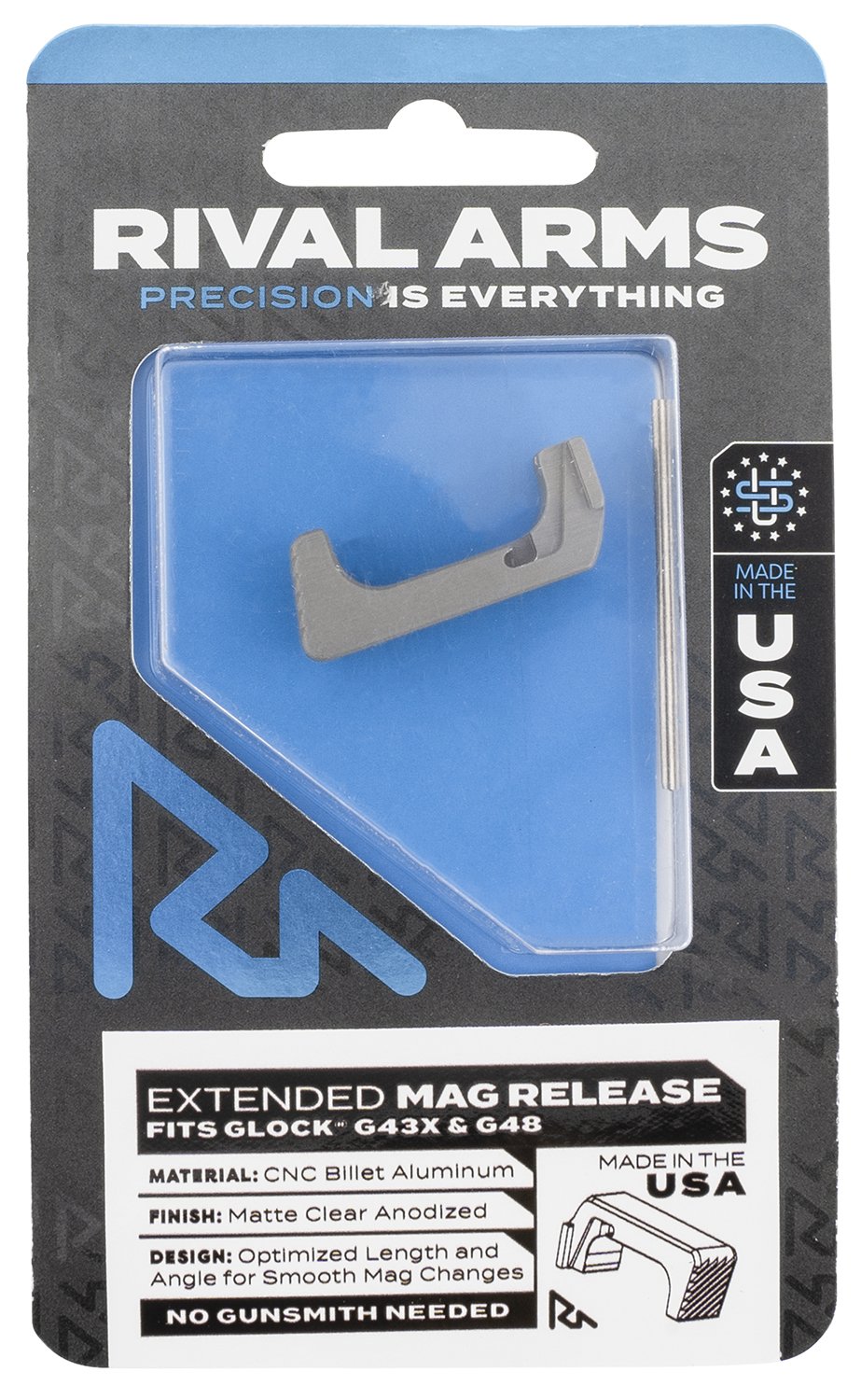 Buy Rival Arms Magazine Release Extended Silver Aluminum for Glock 43X 48 online
