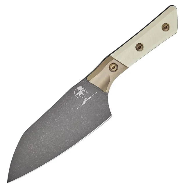 Microtech 3200B-1DLCIVS Santoku 6 In DLC Ivory G-10 Handle Titanium Bolster