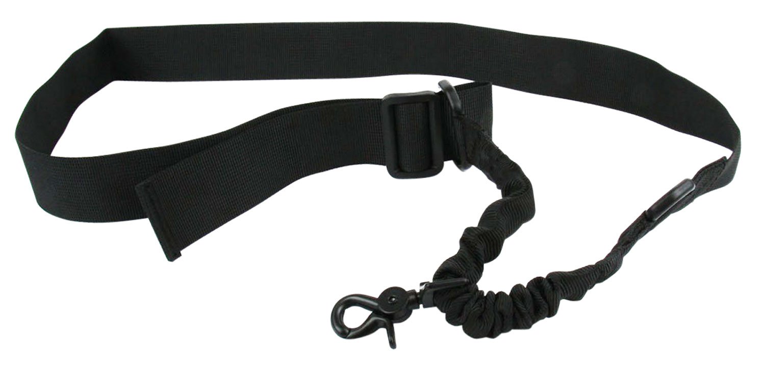 TacFire SL001B Single Point Sling Black Nylon 20"-30" OAL Adjustable Double Bungee Rifle/Shotgun - TacFire