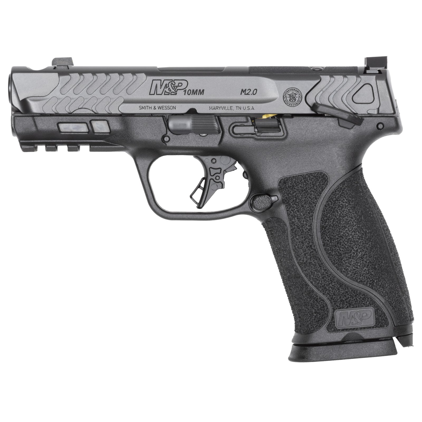 S&W PC M&P 10MM M2.0 Carry Comp Handgun 10mm Auto 15rd Magazines(2) 4 Barrel OR Thumb Safety Black