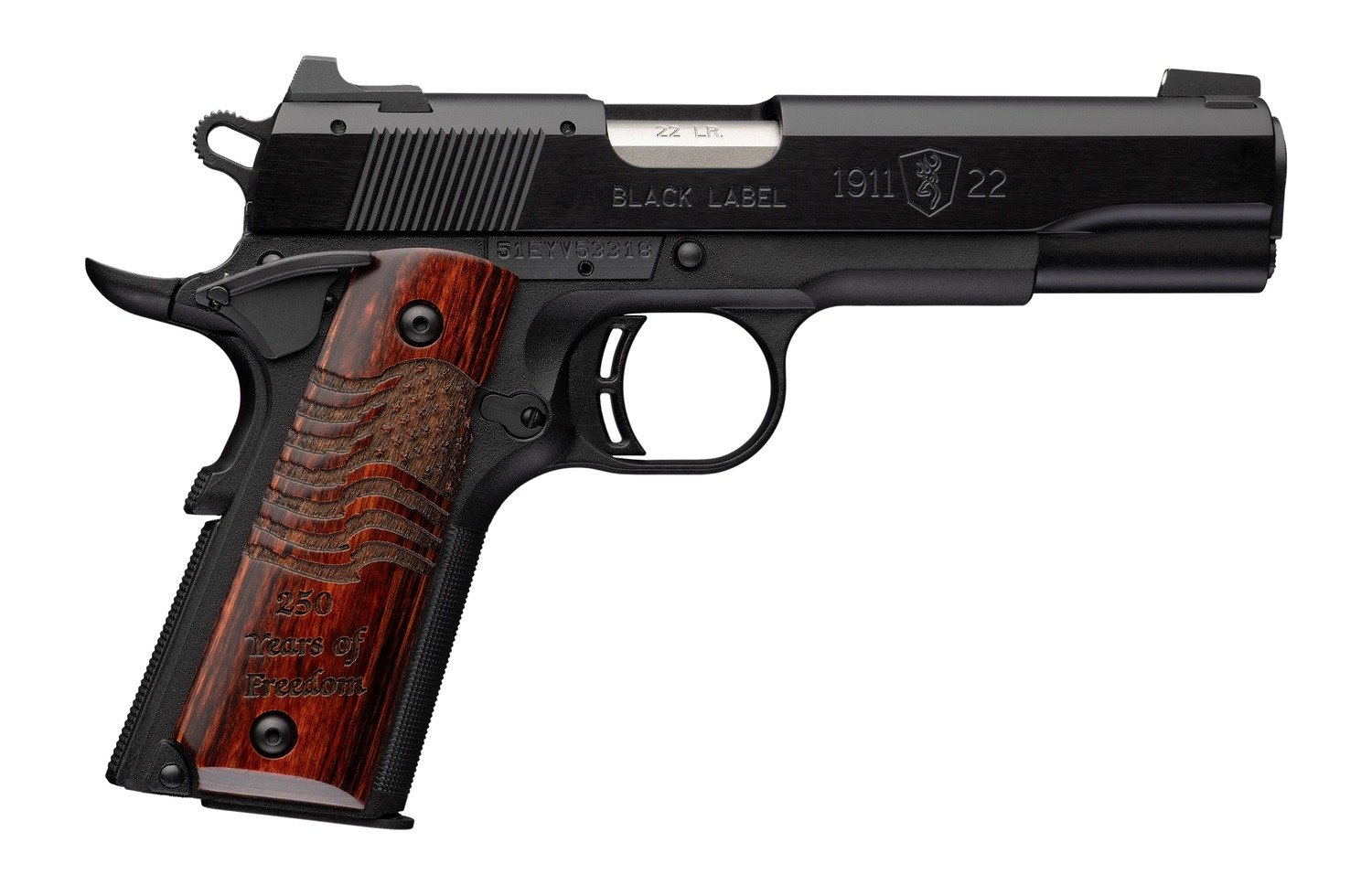 Browning 051071490 1911-22 Medallion Comp 22 LR 4.25" Matte Black Anodized Semi-Auto - Browning