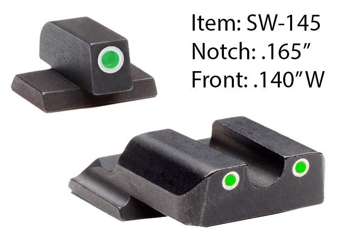 Ameriglo SW-145 Classic Tritium Night Sights S&W M&P Shield Green - Ameriglo - STEEL
