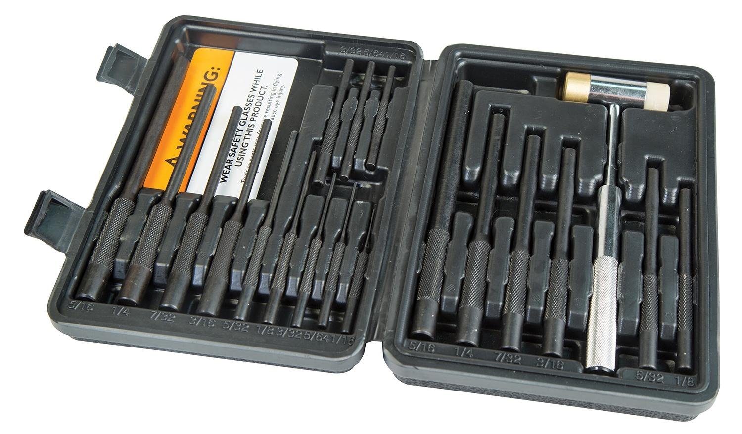 Wheeler 110128 Master Roll Pin Punch Set Steel Universal Knurled Handle ...