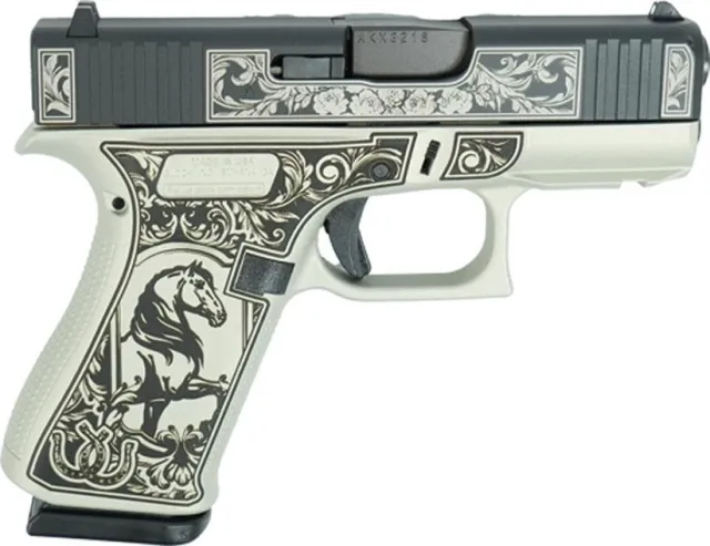 Glock 43X Glock & Horses Black/Gray Handgun 9mm Luger 10rd Magazines(2) 3.4 Barrel Accessory Rail USA Made - Glock - 9mm Luger for sale at TheGunDock