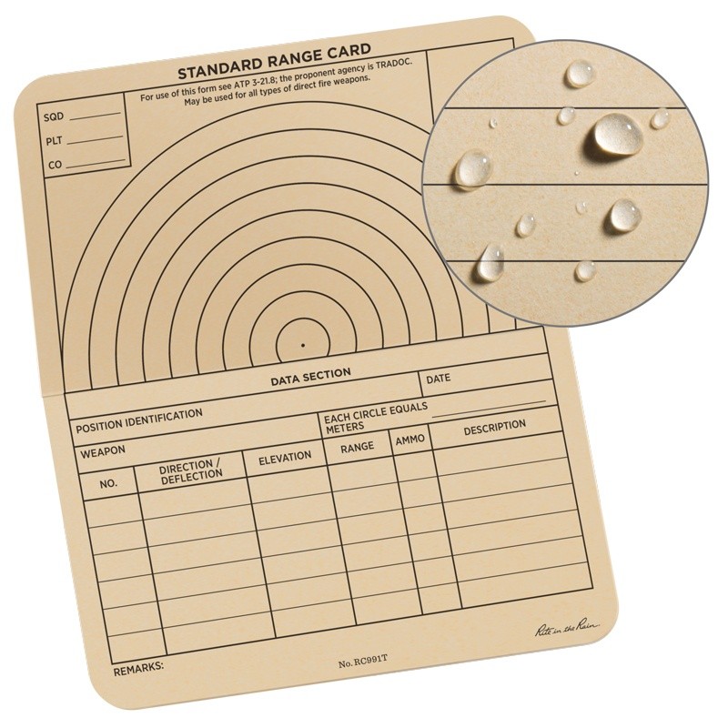 Buy Rite in the Rain 6 X 5 Combat Range Card All-Weather Paper online